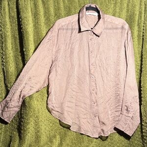 ASTR The Label Sheer Long-Sleeve Button-Up Shirt - Light Tan